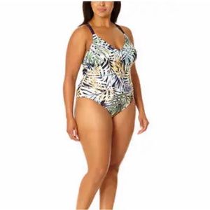Hurley Women Swimsuit Green Cayman Palms Adjustable shoulder straps UPF 50+  XL